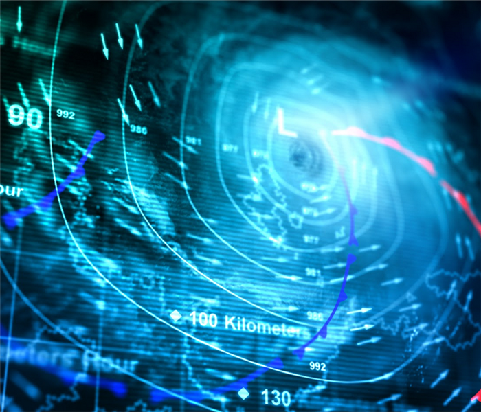 a hurricane on an electric radar